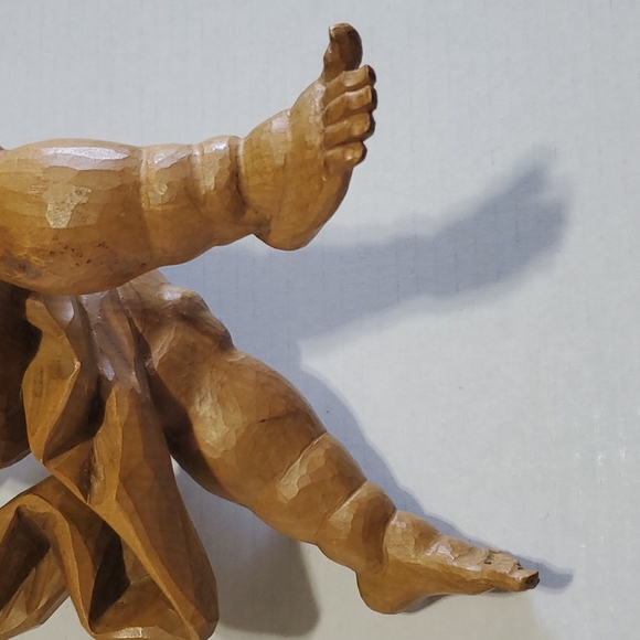 Vintage Hand Carved Wood Angel Cherub Wall Decor Figurine Tall 16" - Picture 10 of 15